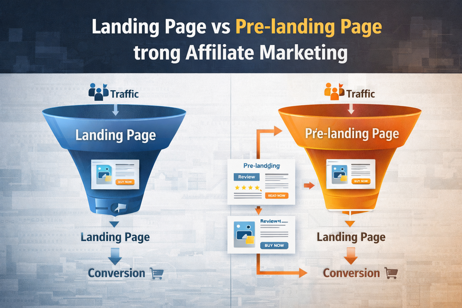 So sánh landing page và pre landing trong affiliate marketing